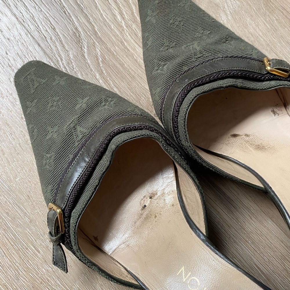 Vintage Louis Vuitton Monogram Mules Heels - Picture 2 of 2